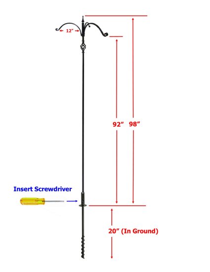 FP5TLM3B - 3 Arm "Premium" Bird Feeder Pole Set - USA - Click Image to Close